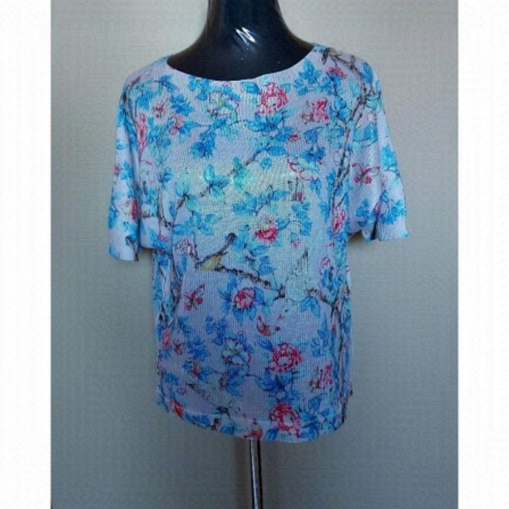 Spring Chic Floral & Bird Print Blouse LOGGIA De Tessitori Soft Boho Feminine